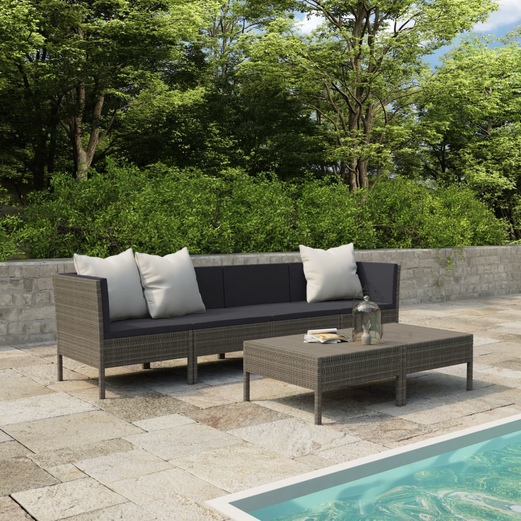 6-Tlg. Garten-Lounge-Set Mit Auflagen Poly Rattan