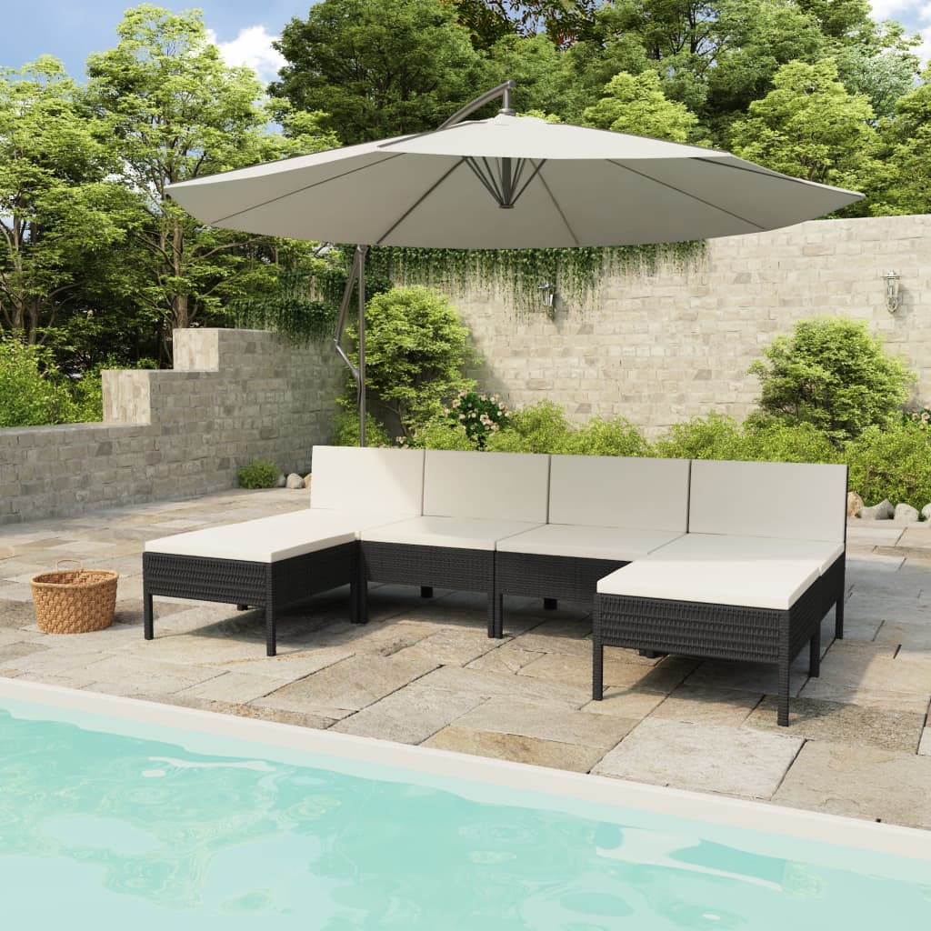 6-Tlg. Garten-Lounge-Set Mit Auflagen Poly Rattan