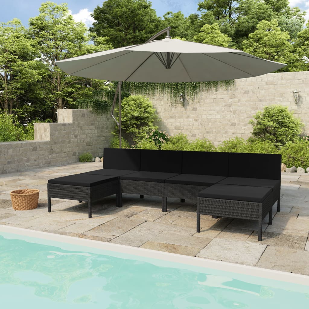 6-Tlg. Garten-Lounge-Set Mit Auflagen Poly Rattan