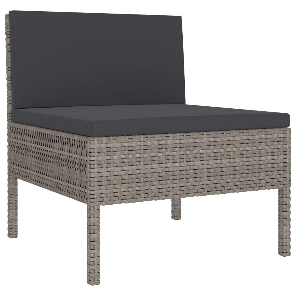 6-Tlg. Garten-Lounge-Set Mit Auflagen Poly Rattan