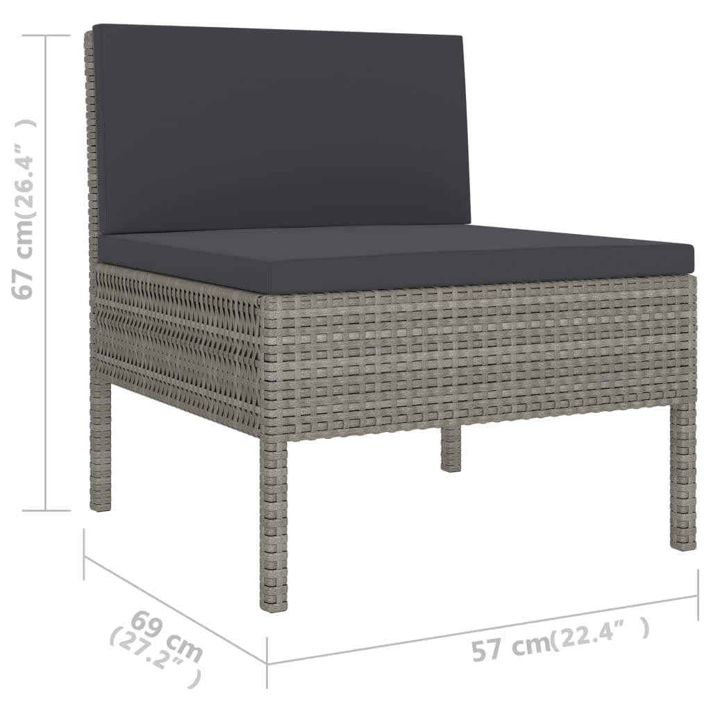 6-Tlg. Garten-Lounge-Set Mit Auflagen Poly Rattan