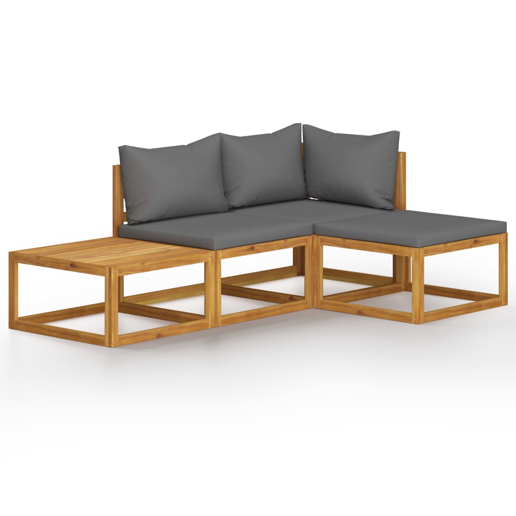 4-Tlg. Garten-Lounge-Set Mit Auflagen Massivholz Akazie