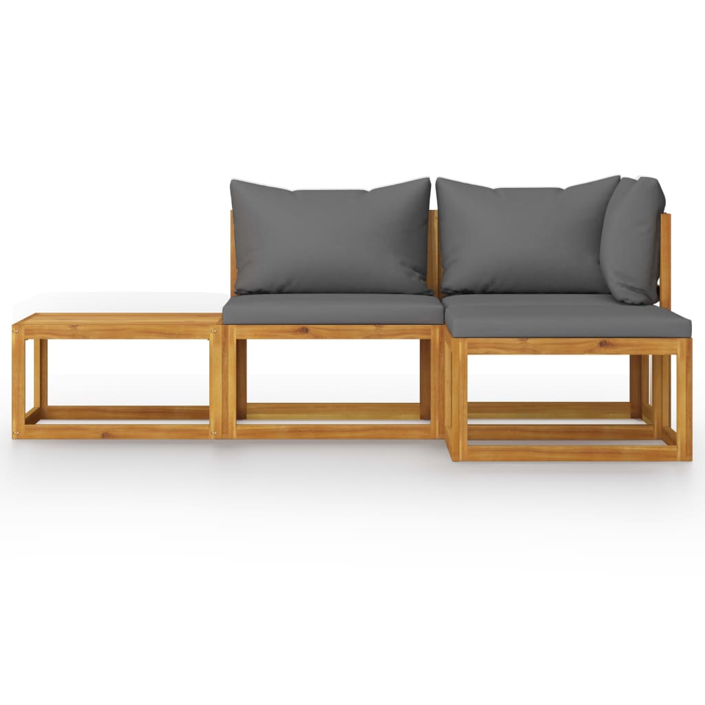 4-Tlg. Garten-Lounge-Set Mit Auflagen Massivholz Akazie
