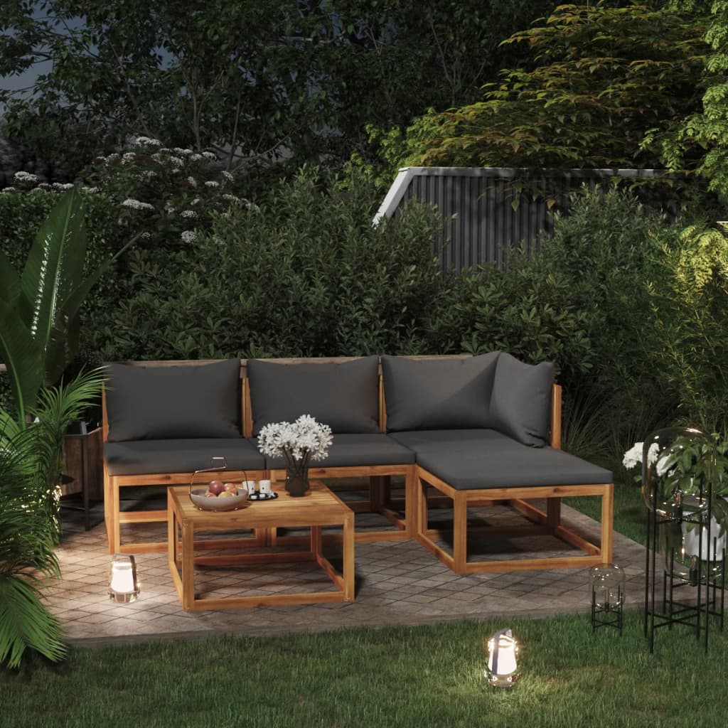 4-Tlg. Garten-Lounge-Set Mit Auflagen Massivholz Akazie