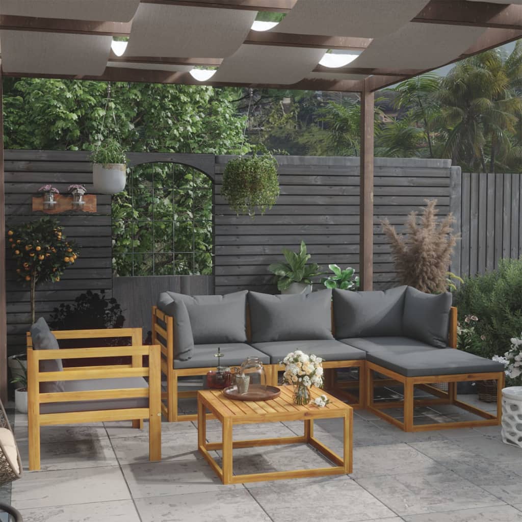 4-Tlg. Garten-Lounge-Set Mit Auflagen Massivholz Akazie