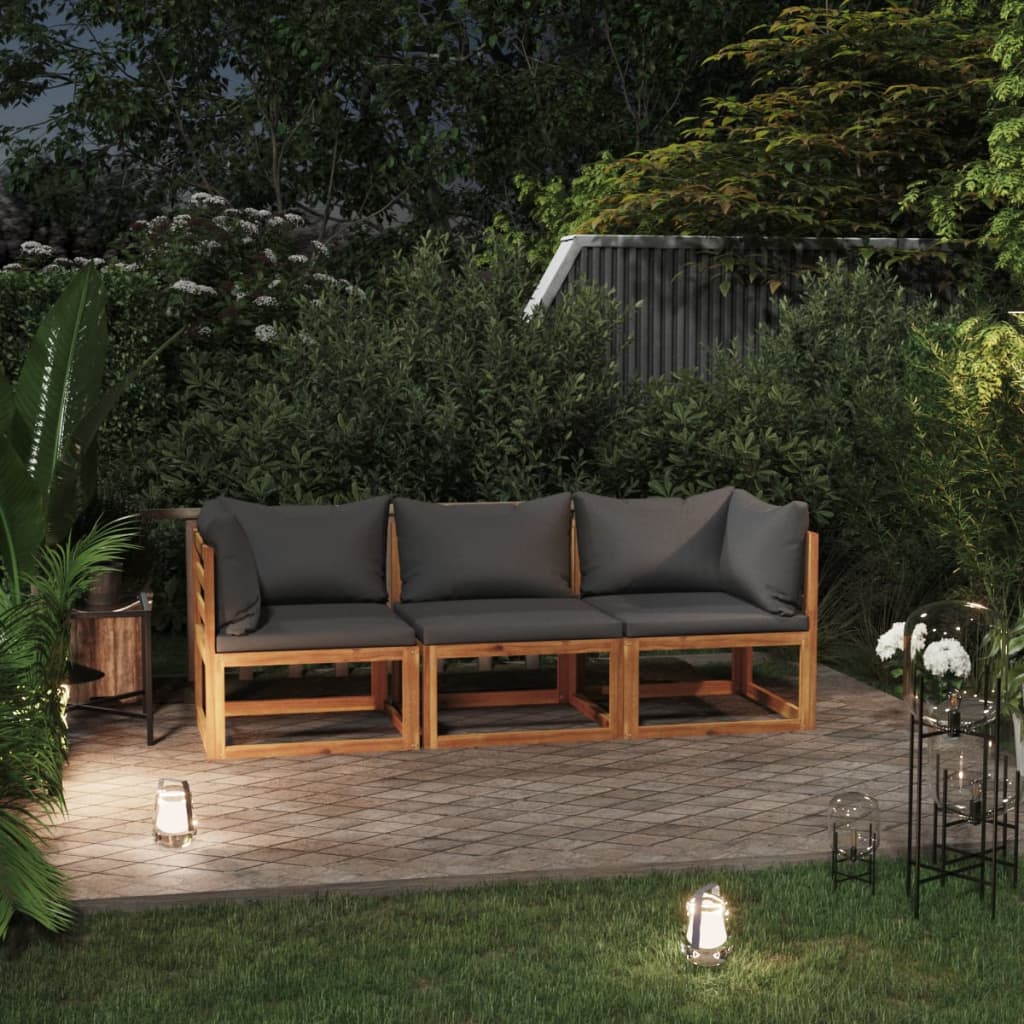 4-Tlg. Garten-Lounge-Set Mit Auflagen Massivholz Akazie