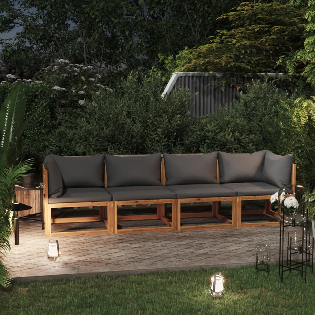 4-Tlg. Garten-Lounge-Set Mit Auflagen Massivholz Akazie