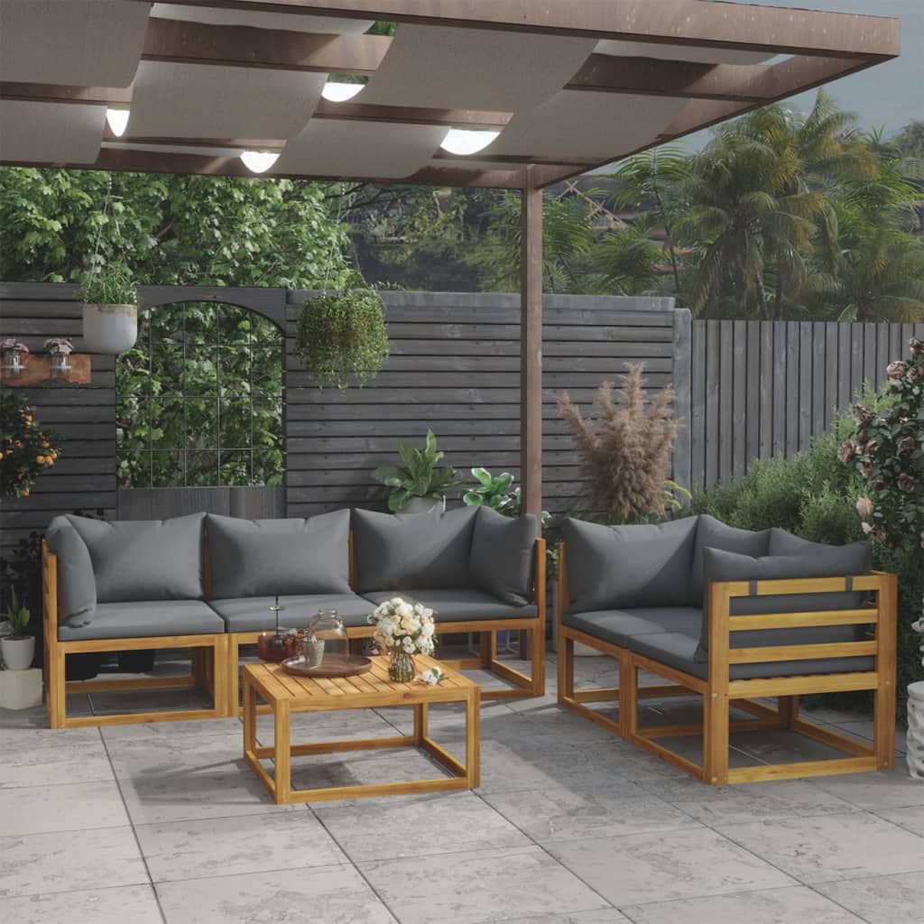 4-Tlg. Garten-Lounge-Set Mit Auflagen Massivholz Akazie