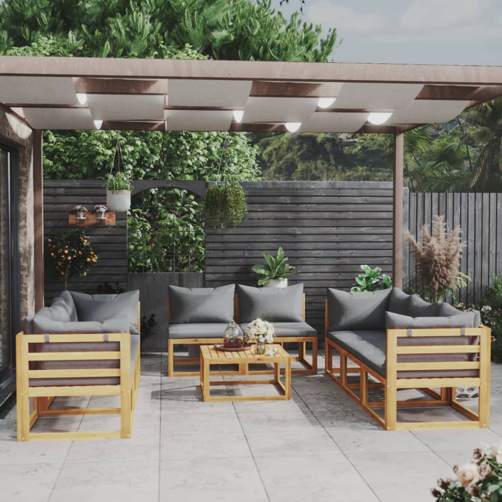 4-Tlg. Garten-Lounge-Set Mit Auflagen Massivholz Akazie