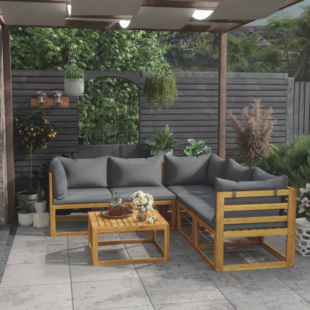 4-Tlg. Garten-Lounge-Set Mit Auflagen Massivholz Akazie