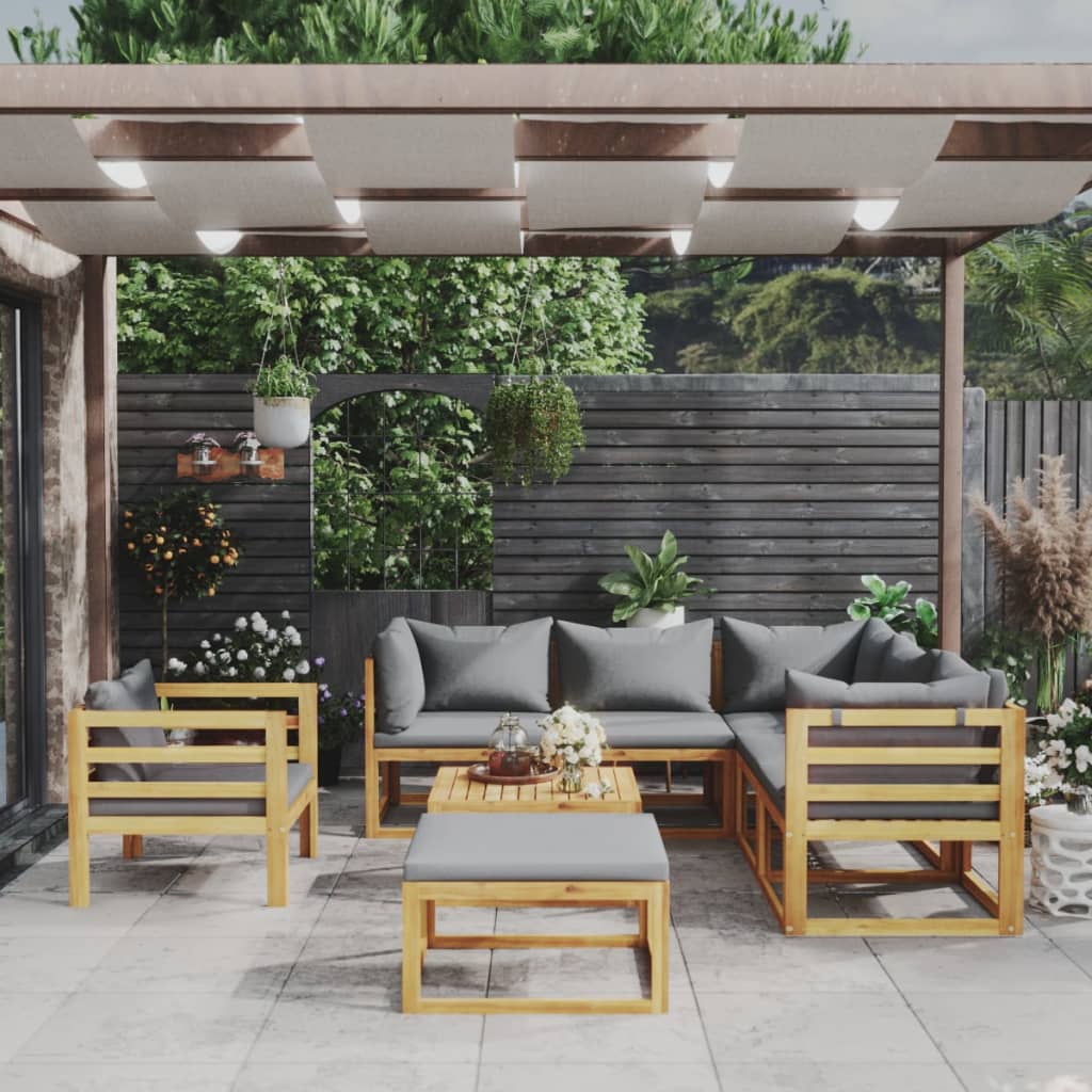 4-Tlg. Garten-Lounge-Set Mit Auflagen Massivholz Akazie