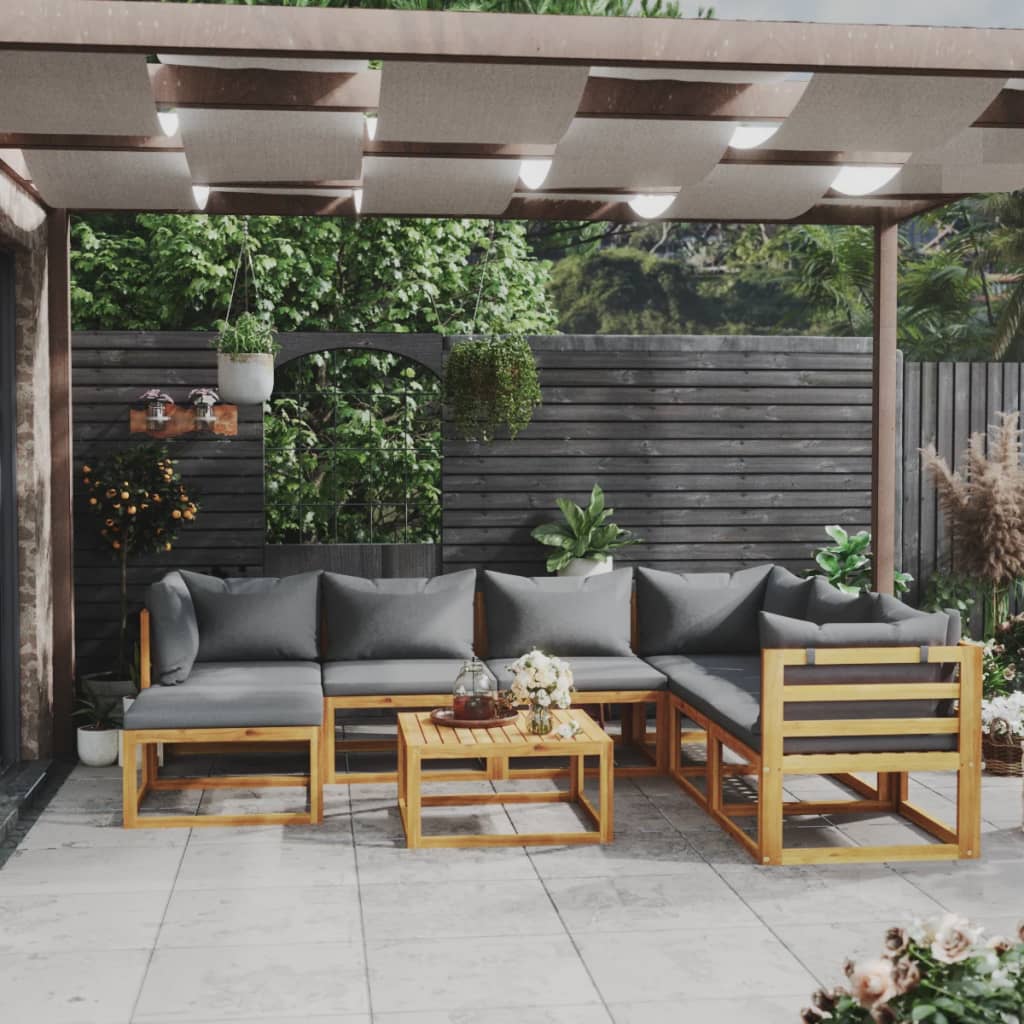 4-Tlg. Garten-Lounge-Set Mit Auflagen Massivholz Akazie
