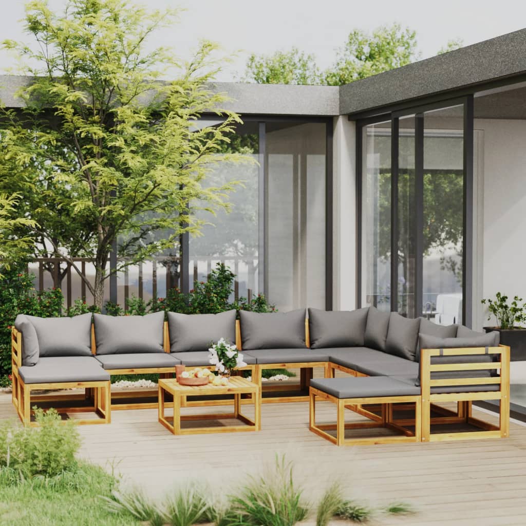 4-Tlg. Garten-Lounge-Set Mit Auflagen Massivholz Akazie