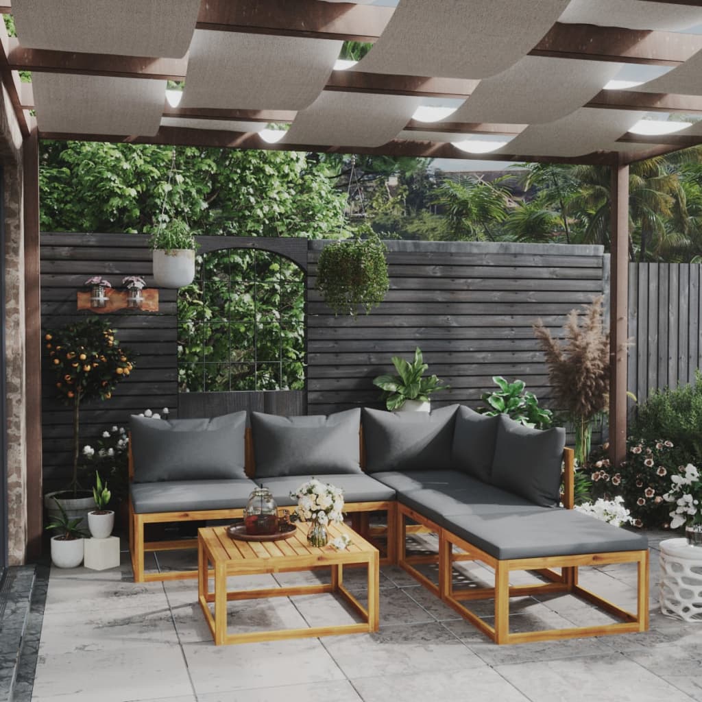 4-Tlg. Garten-Lounge-Set Mit Auflagen Massivholz Akazie