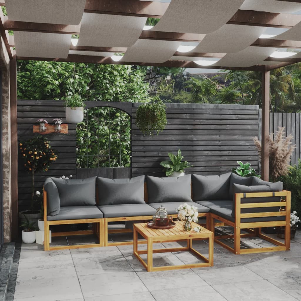 4-Tlg. Garten-Lounge-Set Mit Auflagen Massivholz Akazie