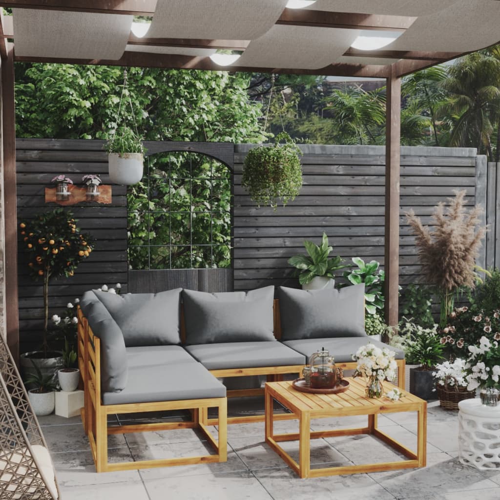 4-Tlg. Garten-Lounge-Set Mit Auflagen Massivholz Akazie