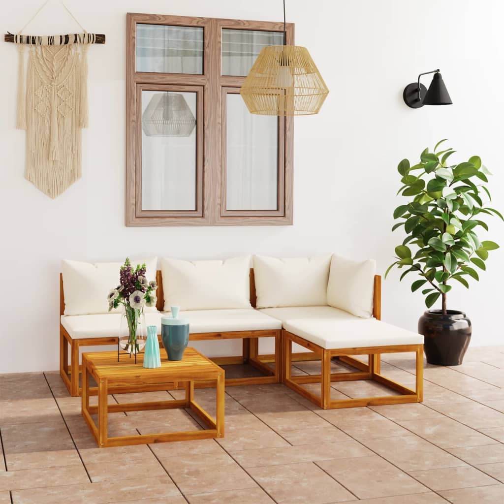 4-Tlg. Garten-Lounge-Set Mit Auflagen Massivholz Akazie