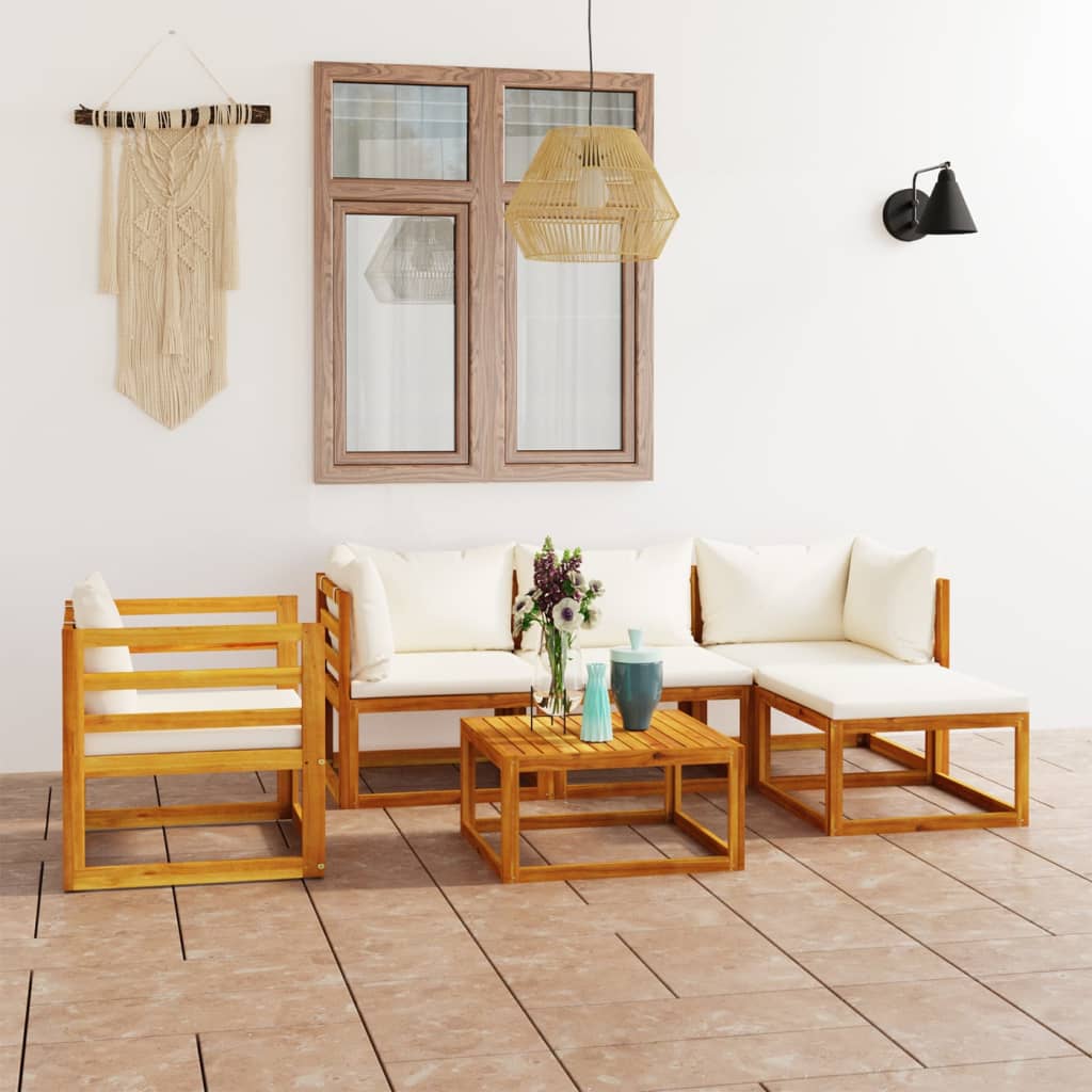 4-Tlg. Garten-Lounge-Set Mit Auflagen Massivholz Akazie