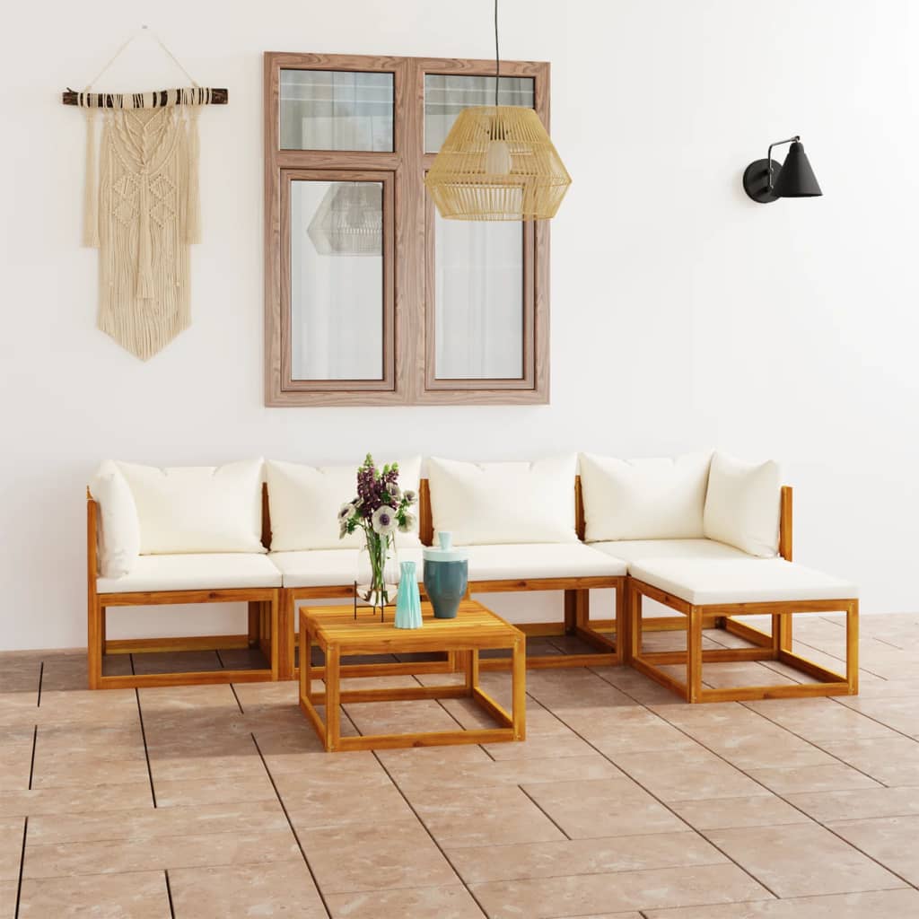 4-Tlg. Garten-Lounge-Set Mit Auflagen Massivholz Akazie