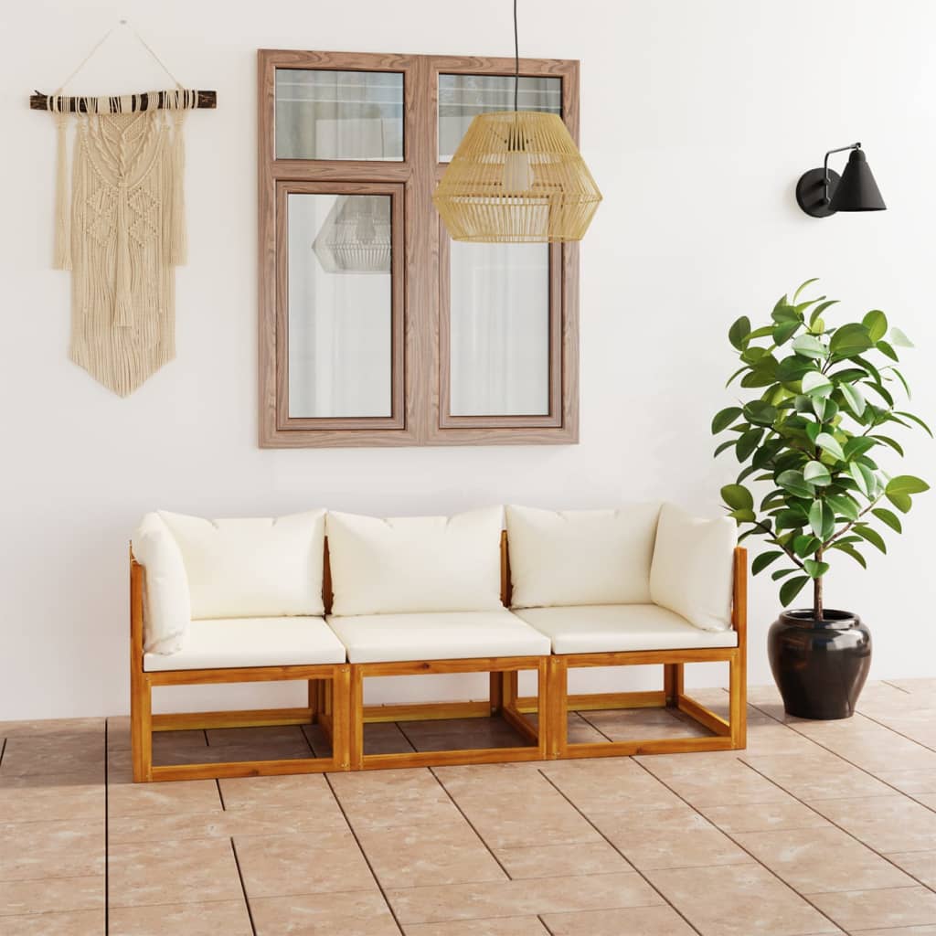 4-Tlg. Garten-Lounge-Set Mit Auflagen Massivholz Akazie