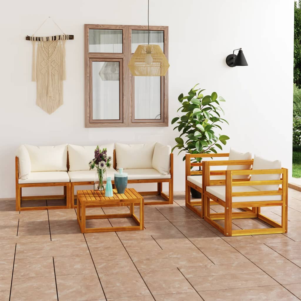4-Tlg. Garten-Lounge-Set Mit Auflagen Massivholz Akazie