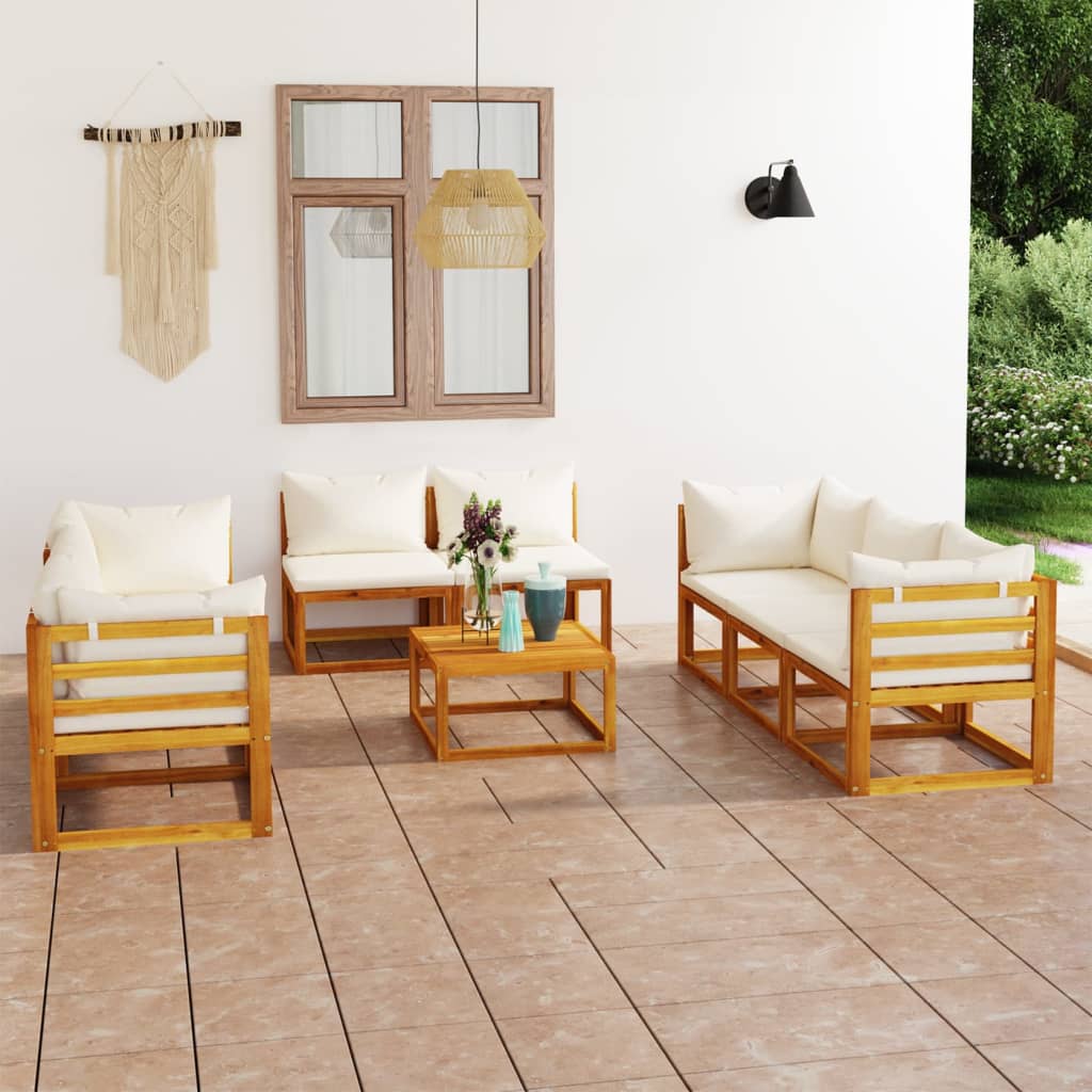 4-Tlg. Garten-Lounge-Set Mit Auflagen Massivholz Akazie