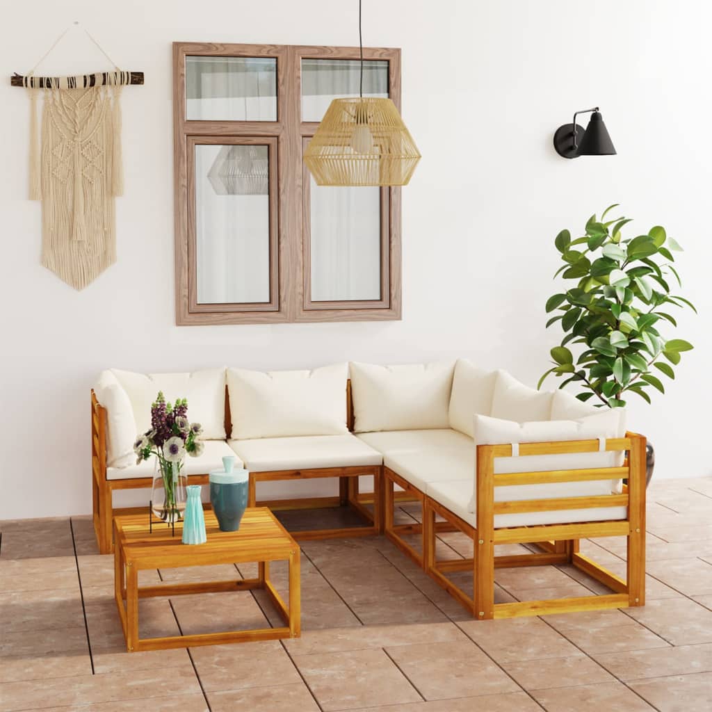 4-Tlg. Garten-Lounge-Set Mit Auflagen Massivholz Akazie