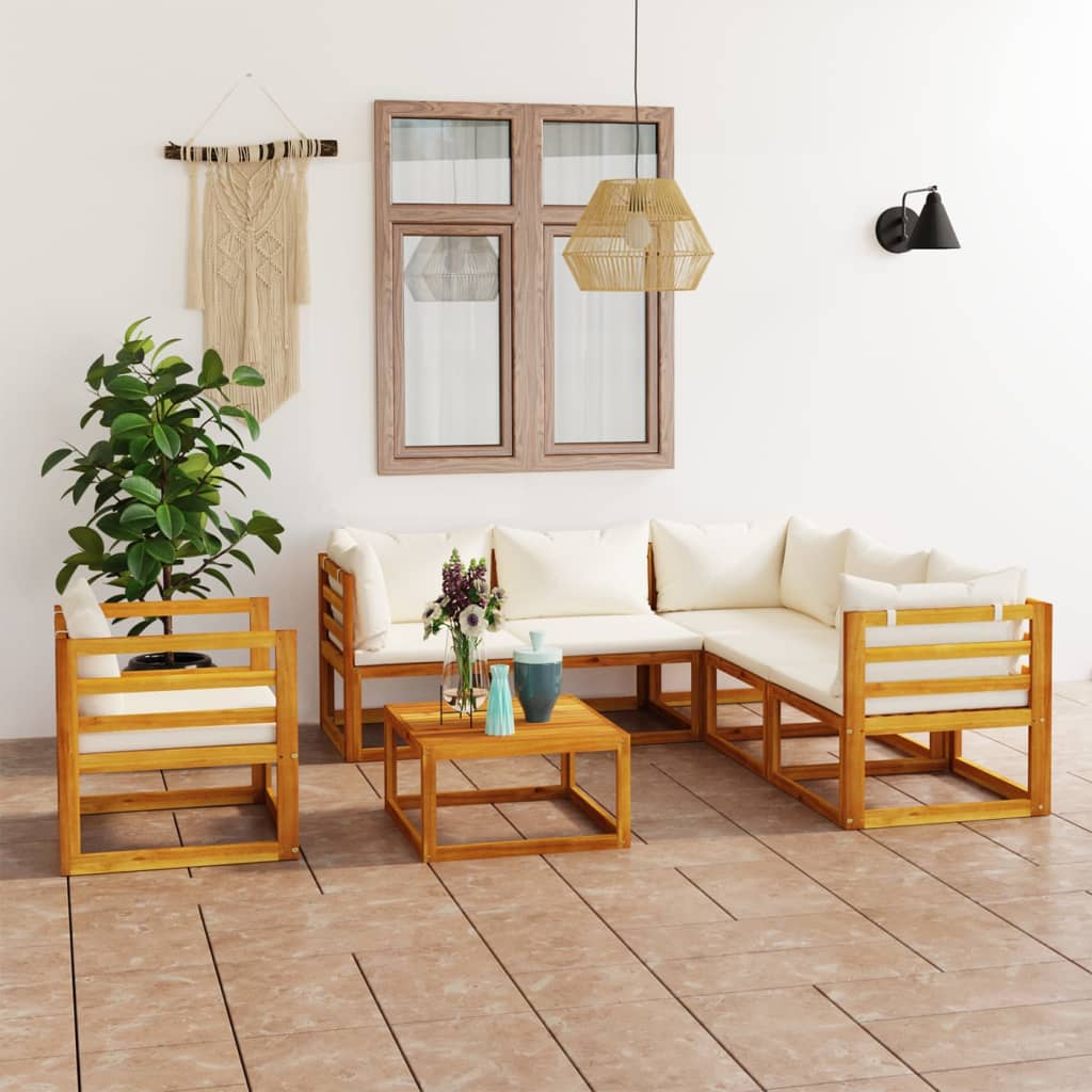 4-Tlg. Garten-Lounge-Set Mit Auflagen Massivholz Akazie