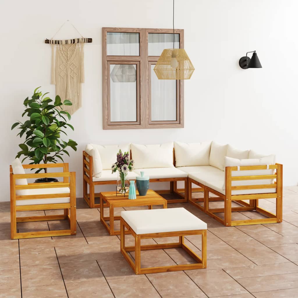 4-Tlg. Garten-Lounge-Set Mit Auflagen Massivholz Akazie
