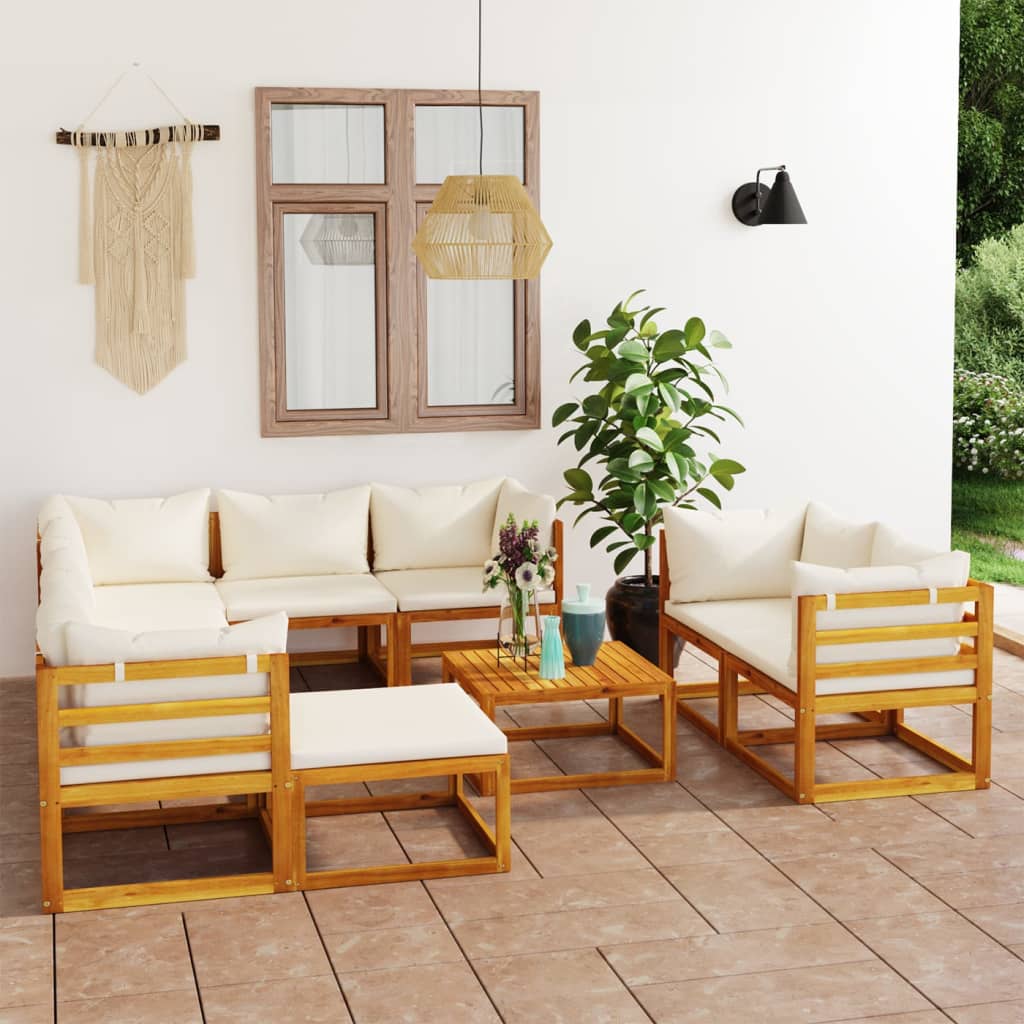 4-Tlg. Garten-Lounge-Set Mit Auflagen Massivholz Akazie