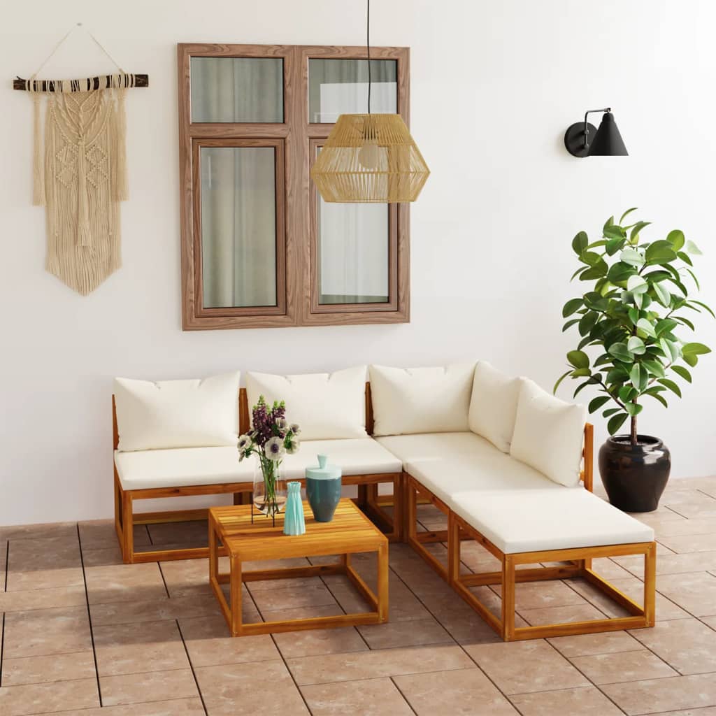 4-Tlg. Garten-Lounge-Set Mit Auflagen Massivholz Akazie