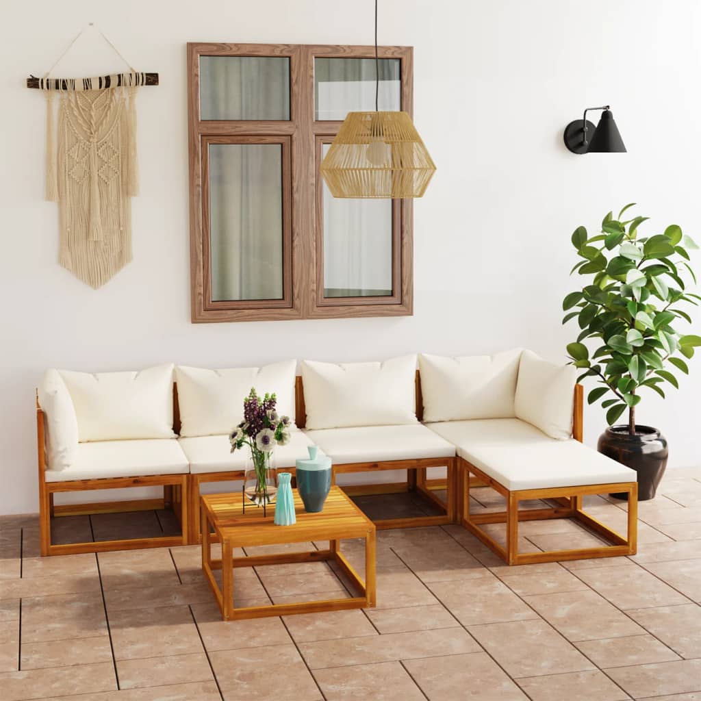 4-Tlg. Garten-Lounge-Set Mit Auflagen Massivholz Akazie