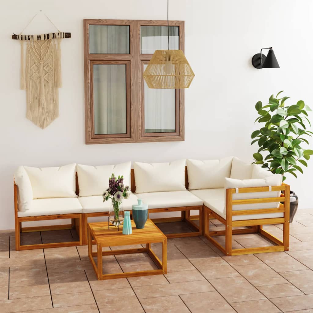 4-Tlg. Garten-Lounge-Set Mit Auflagen Massivholz Akazie