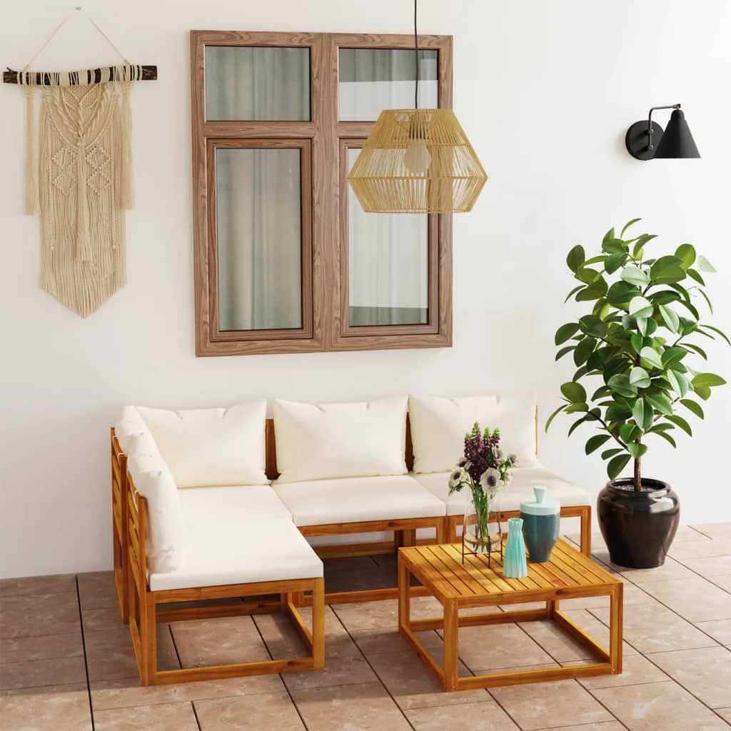 4-Tlg. Garten-Lounge-Set Mit Auflagen Massivholz Akazie