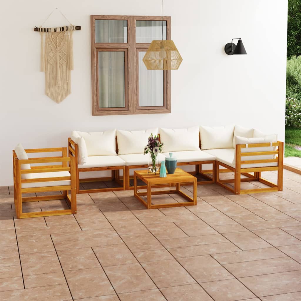 4-Tlg. Garten-Lounge-Set Mit Auflagen Massivholz Akazie