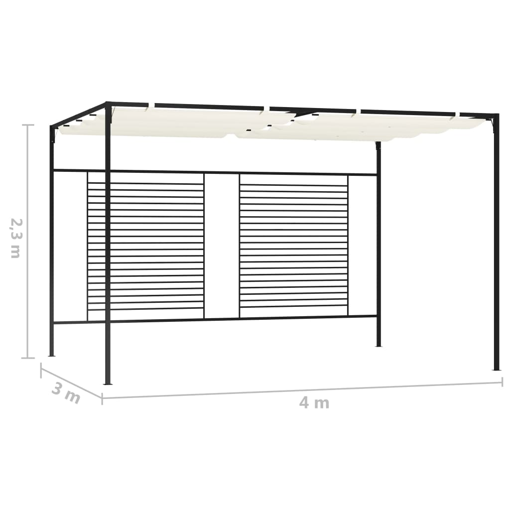 Pavillon Mit Ausziehbarem Dach 3X4X2,3 M Weiß 180 G/M²