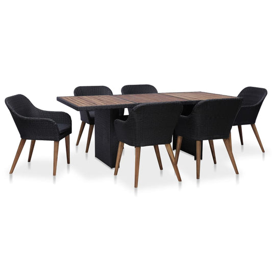 7-Tlg. Garten-Essgruppe Mit Auflagen Poly Rattan
