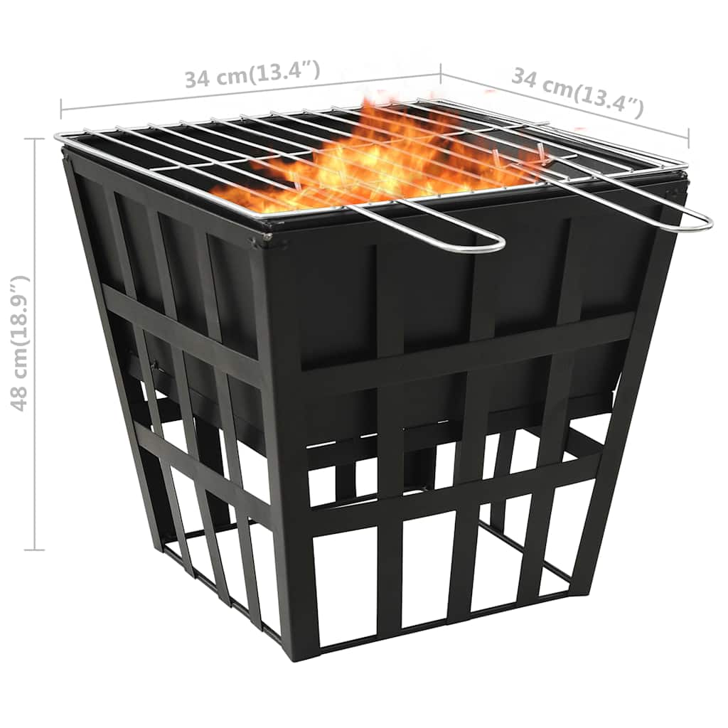 2-In-1 Feuerstelle Und Grill 34X34X48 Cm Stahl Warmweiß