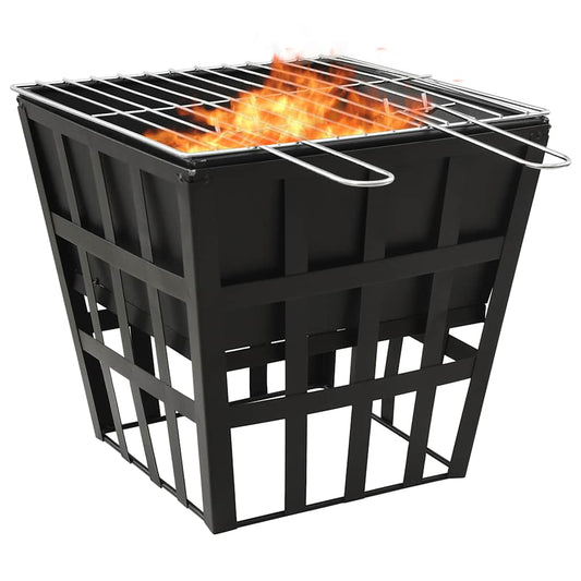 2-In-1 Feuerstelle Und Grill 34X34X48 Cm Stahl Warmweiß