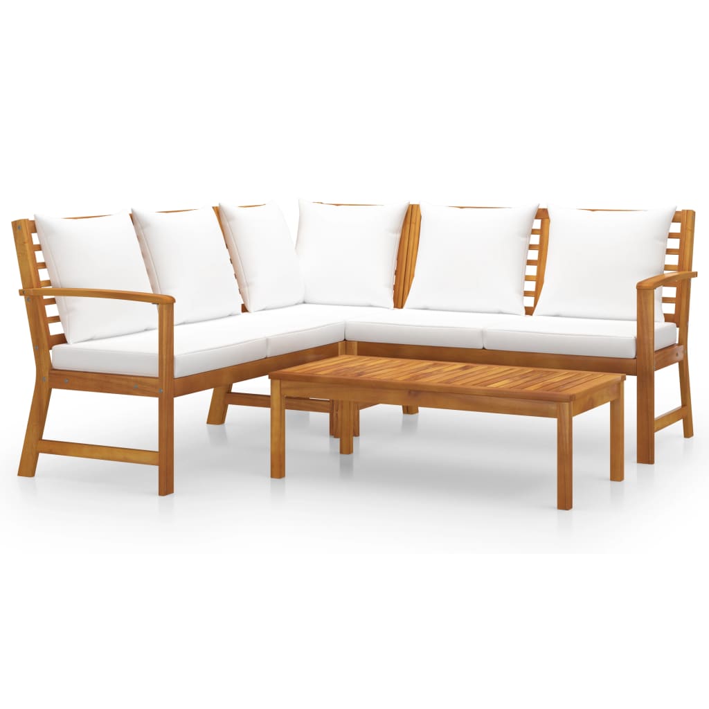 4-Tlg. Garten-Lounge-Set Mit Auflagen Massivholz Akazie