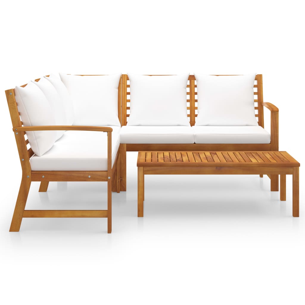 4-Tlg. Garten-Lounge-Set Mit Auflagen Massivholz Akazie