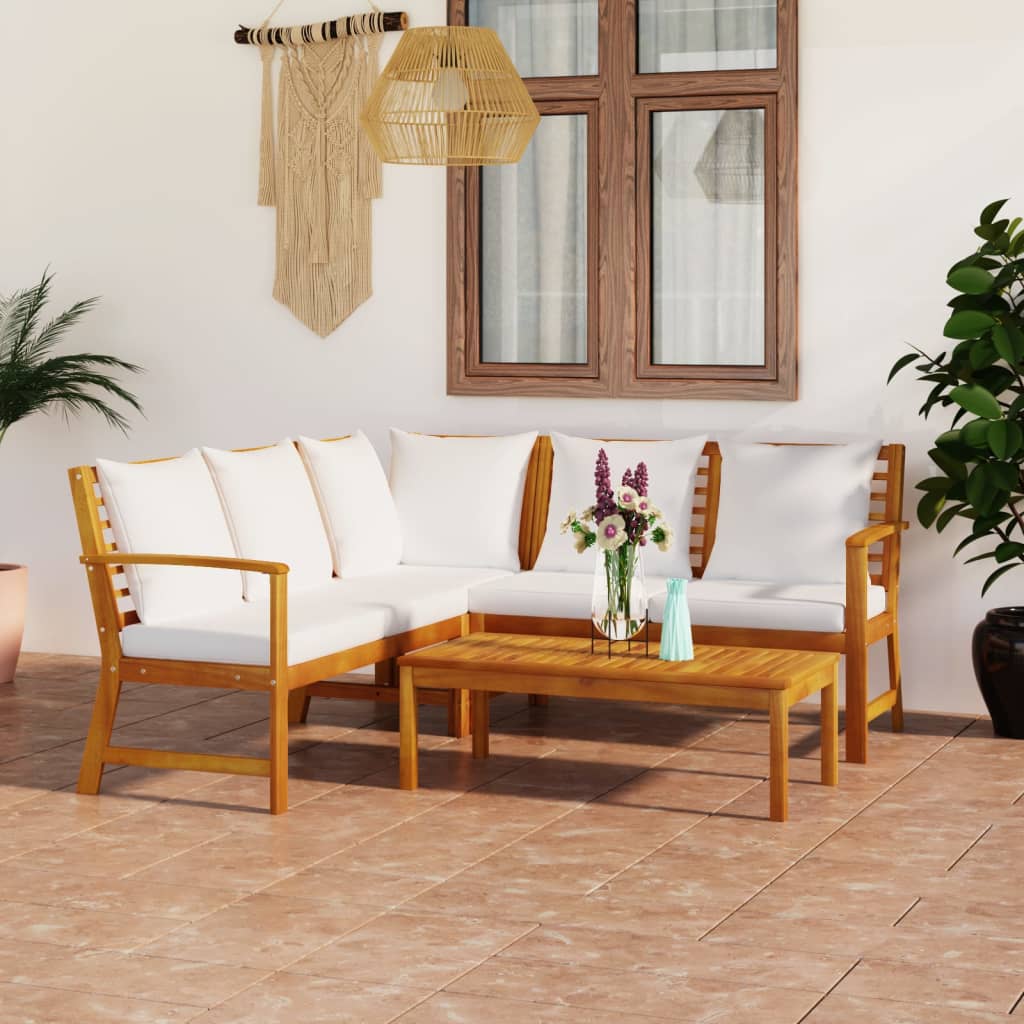 4-Tlg. Garten-Lounge-Set Mit Auflagen Massivholz Akazie