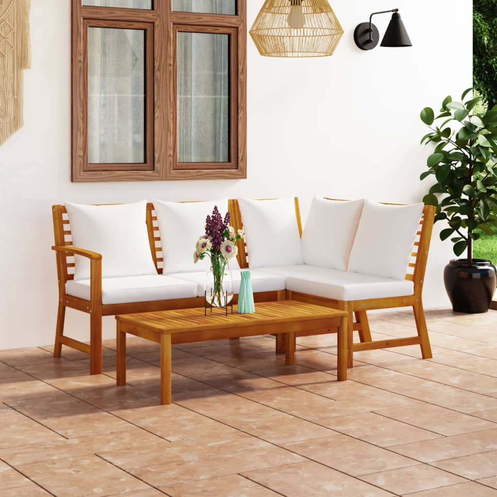 4-Tlg. Garten-Lounge-Set Mit Auflagen Massivholz Akazie