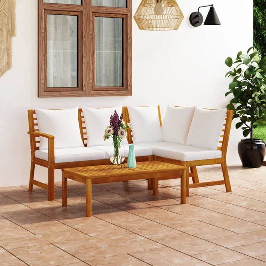 4-Tlg. Garten-Lounge-Set Mit Auflagen Massivholz Akazie