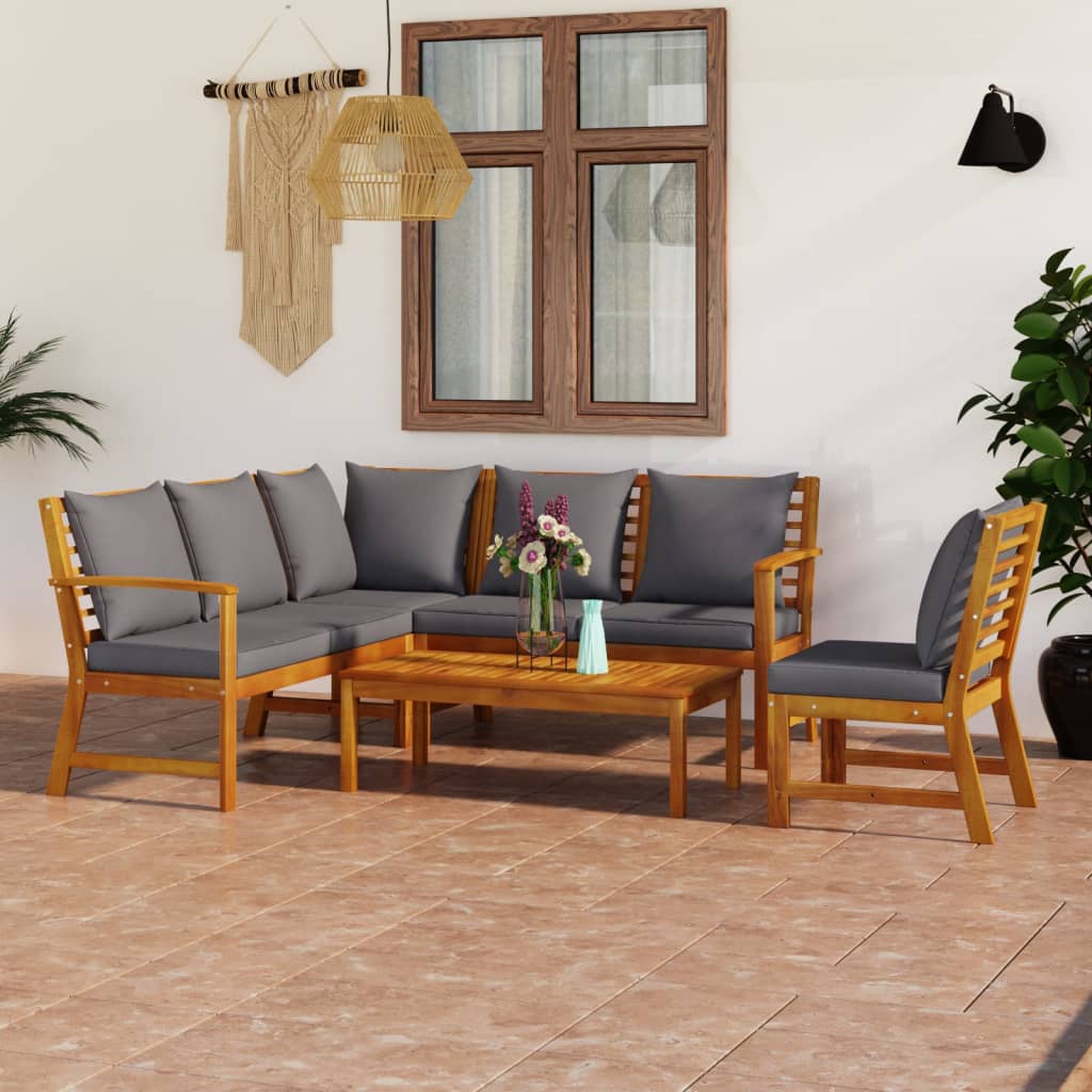 4-Tlg. Garten-Lounge-Set Mit Auflagen Massivholz Akazie