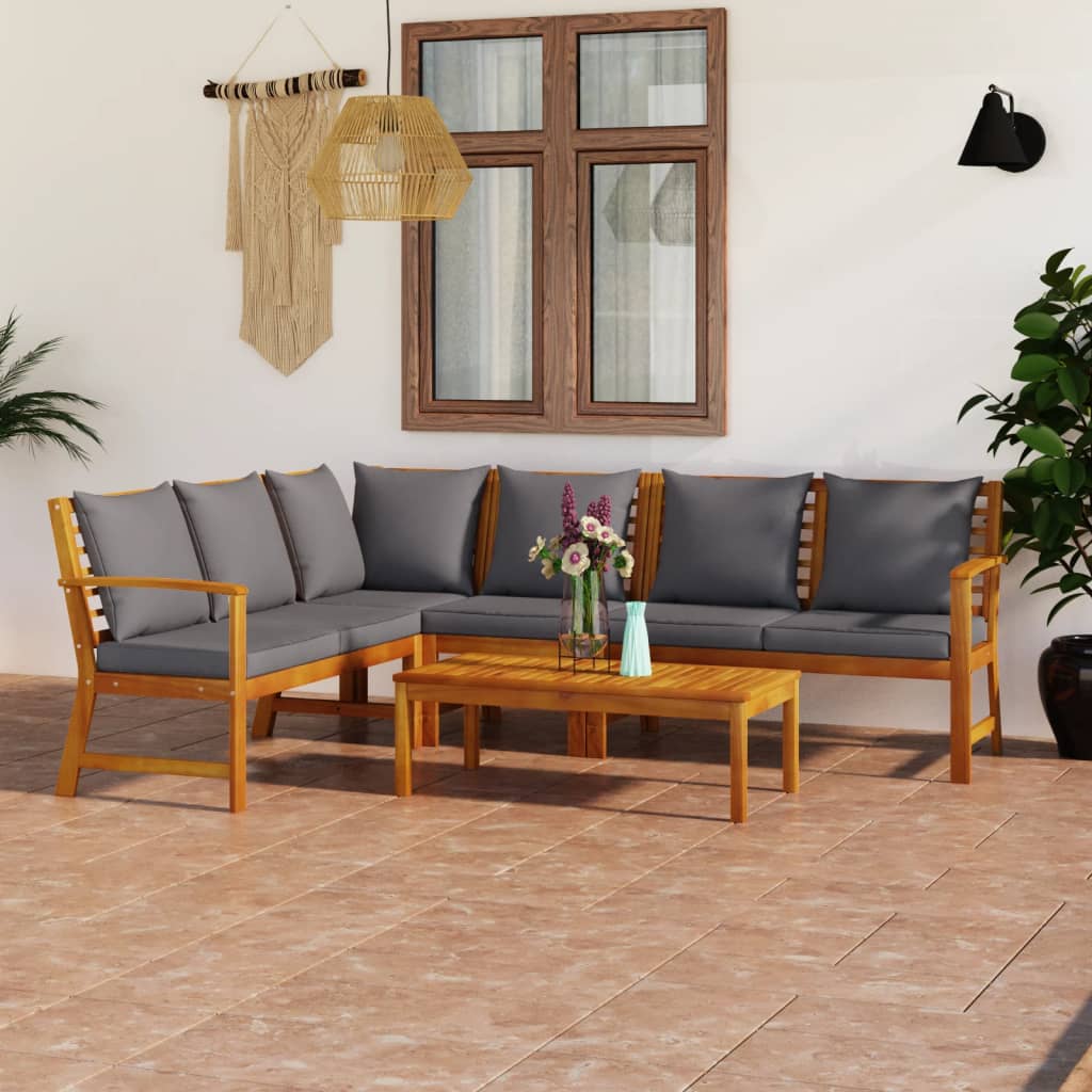 4-Tlg. Garten-Lounge-Set Mit Auflagen Massivholz Akazie
