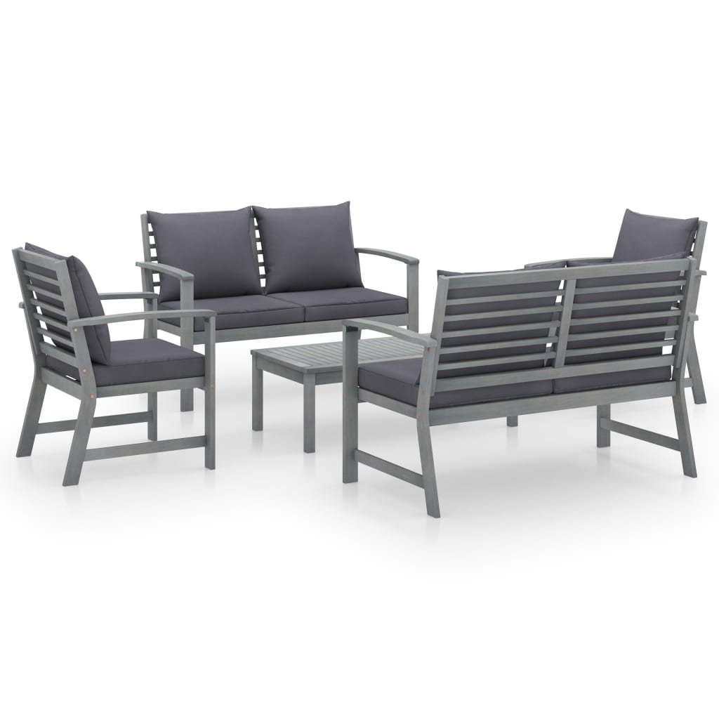 5-Tlg. Garten-Lounge-Set Mit Auflagen Massivholz Akazie