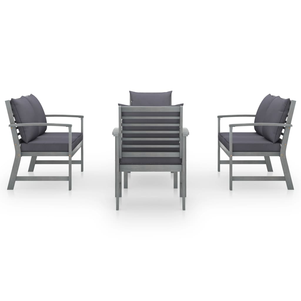5-Tlg. Garten-Lounge-Set Mit Auflagen Massivholz Akazie