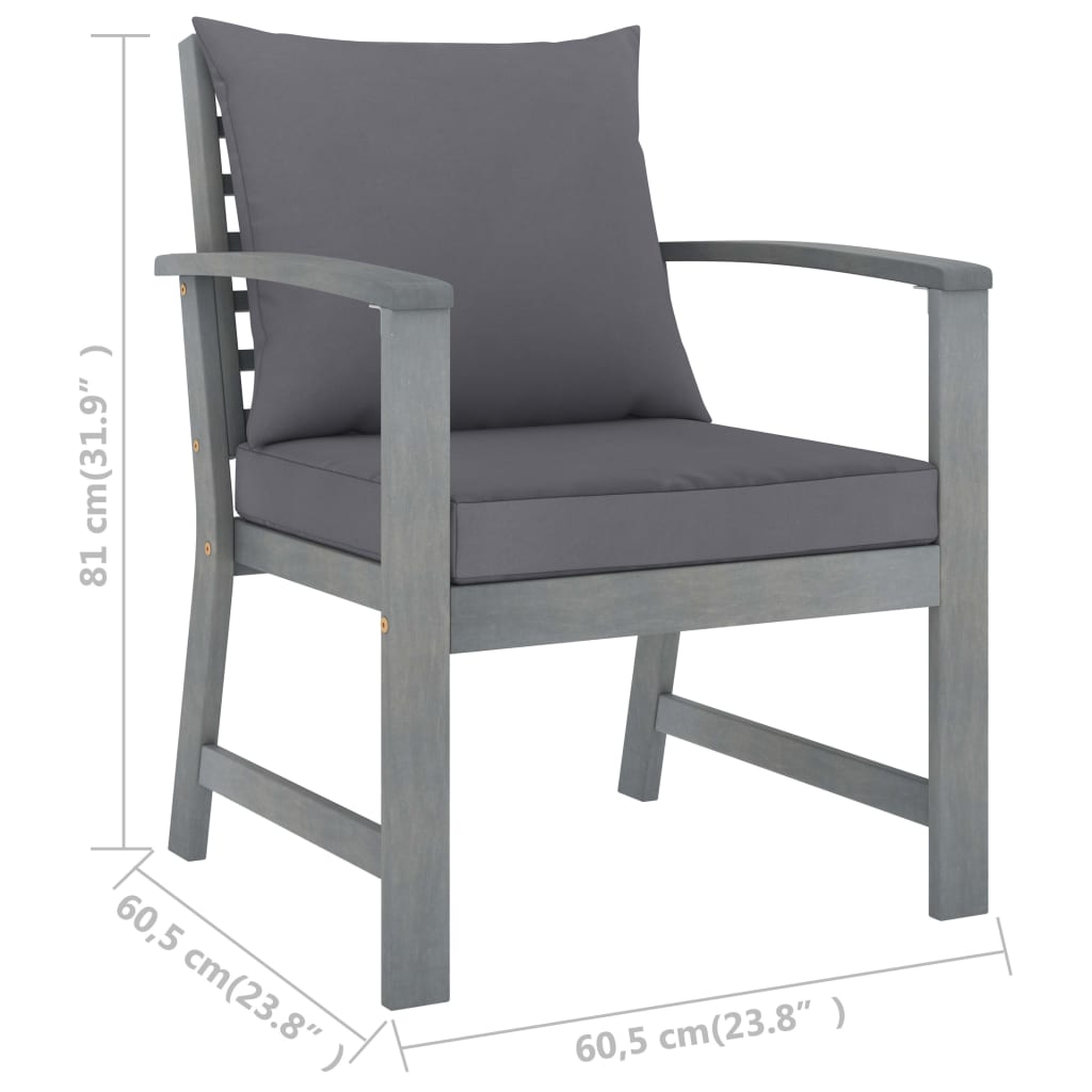 5-Tlg. Garten-Lounge-Set Mit Auflagen Massivholz Akazie
