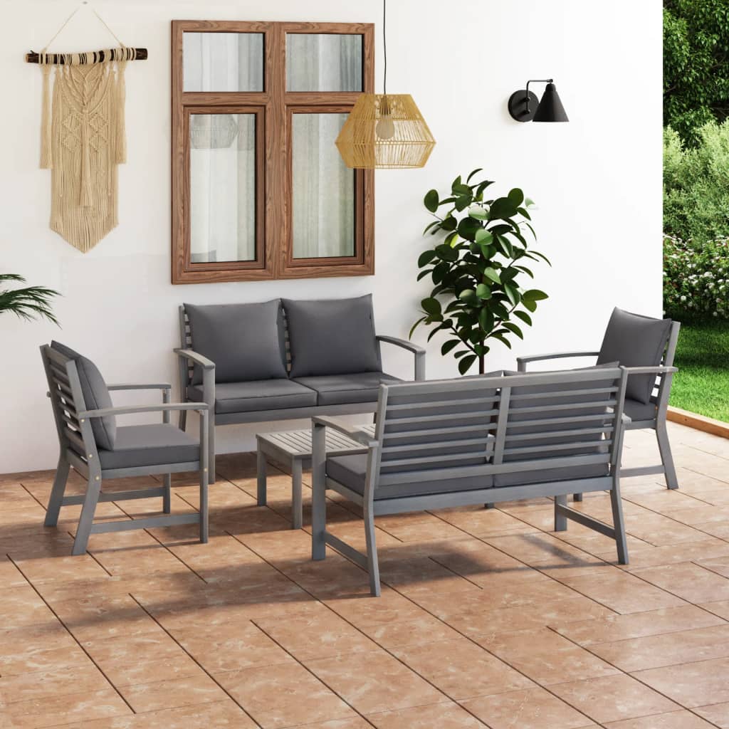 5-Tlg. Garten-Lounge-Set Mit Auflagen Massivholz Akazie